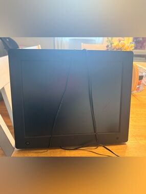 Black Flat Screen Digital Picture Frame with Attached Power Cable